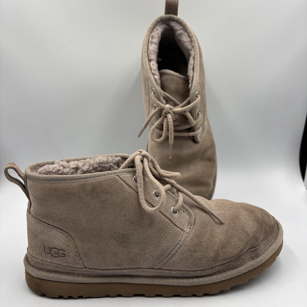 UGG Neumel Boots Beige Tan Suede Sheepskin Chukka Ankle Shoes Men's Size 11